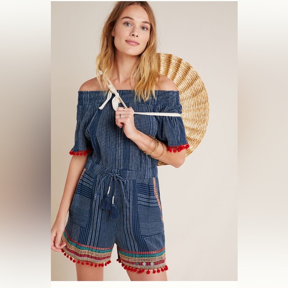 [Anthropologie] Pommed Off the Shoulder Romper - Picture 9 of 11